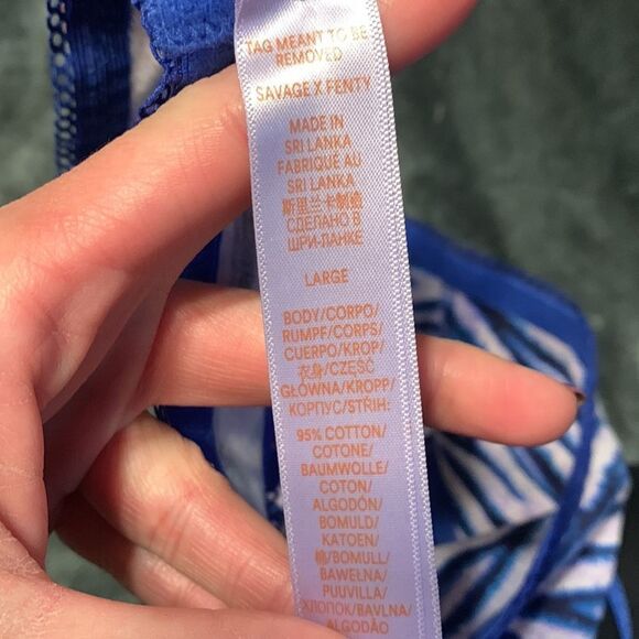 Savage x Fenty Cotton Essentials Bralette Curvy Bralette, Wildy Pink/ Navy Blue - Picture 4 of 4